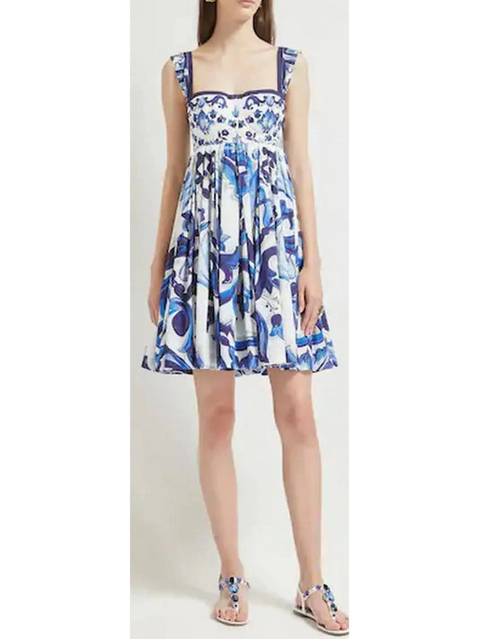 Majolica-Print Mini Dress - s - Dresses