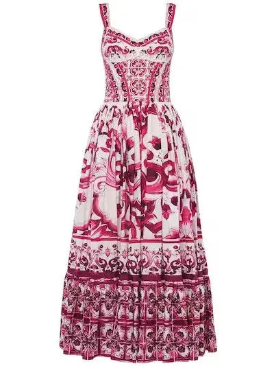 Majolica Print Poplin Dress - Dresses