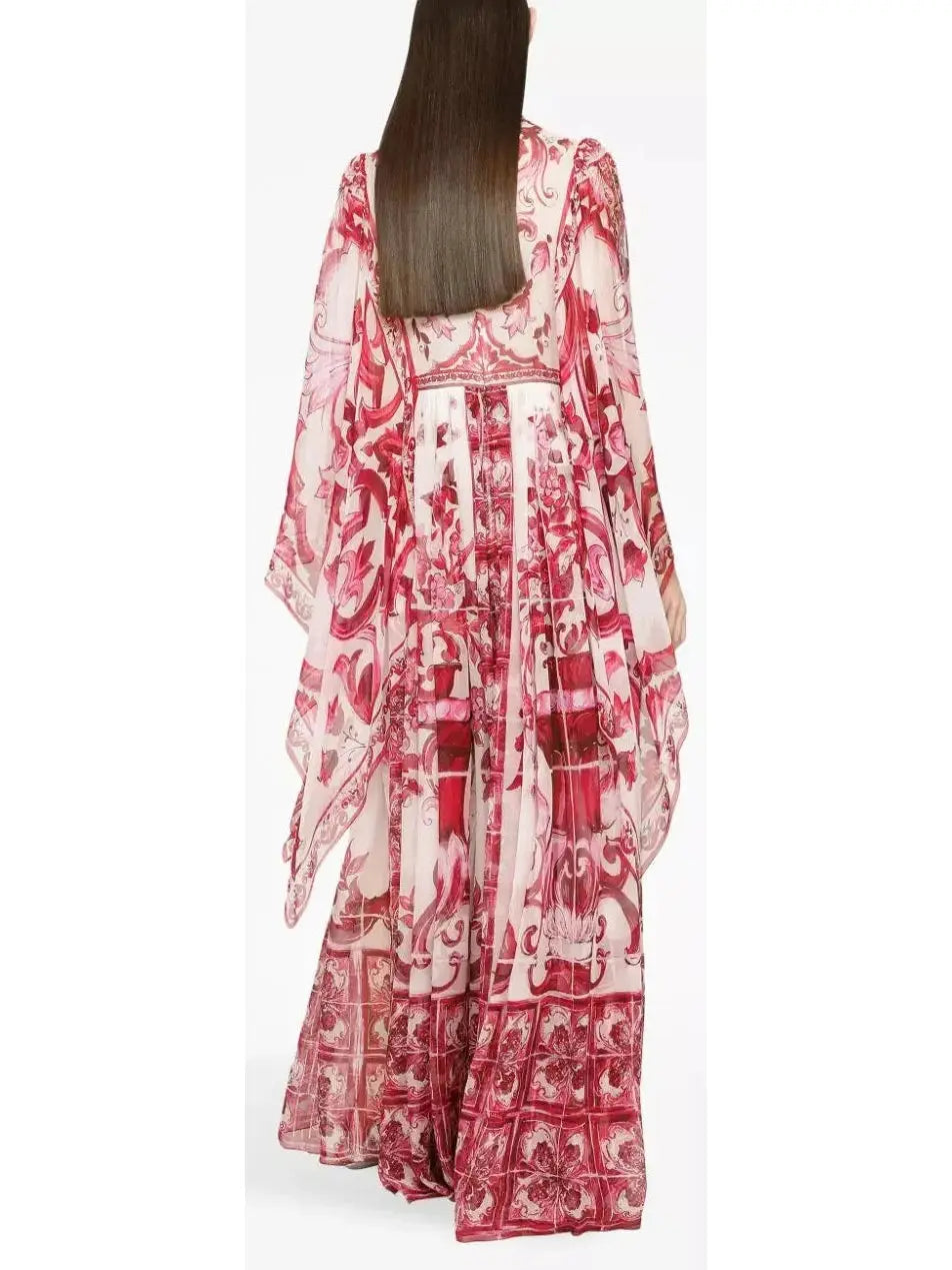 Majolica-Print Silk Maxi Dress - Dresses