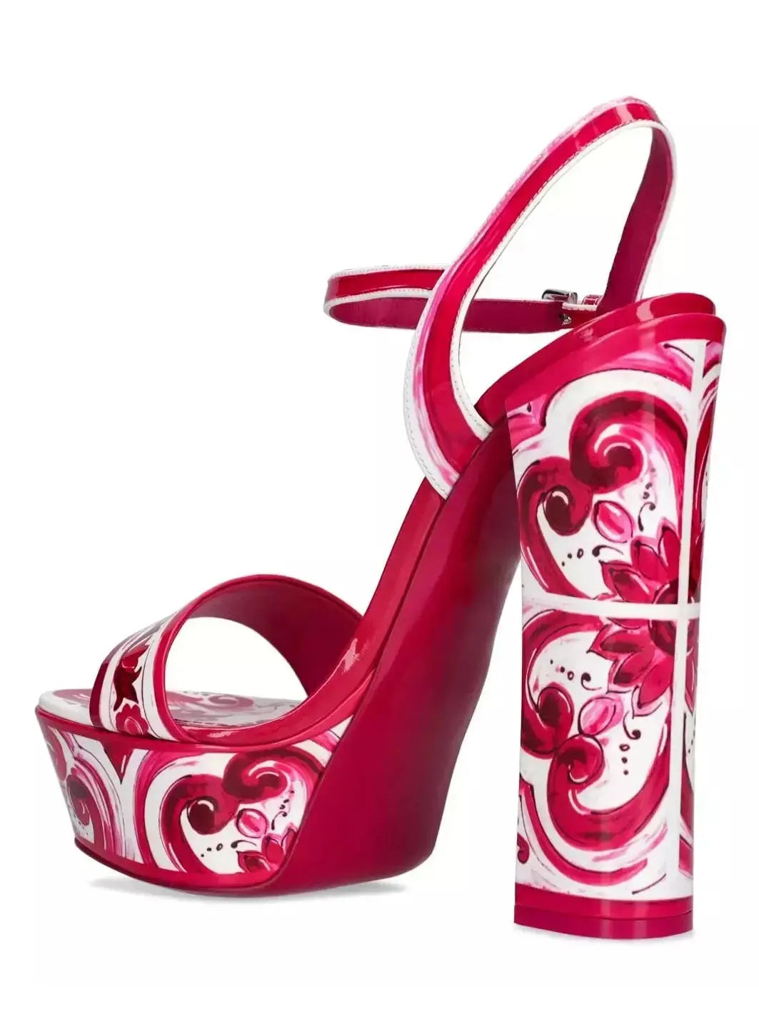 Majolica Red Pink and White Platform Sandals - Footwear