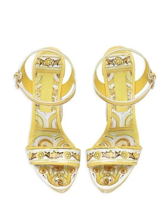 Majolica Yellow Gold and White Platform Sandals - Footwear