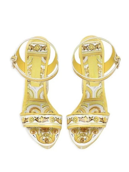 Majolica Yellow Gold and White Platform Sandals - Footwear