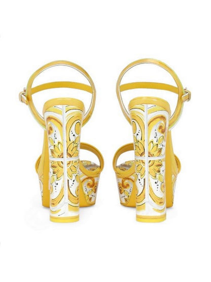 Majolica Yellow Gold and White Platform Sandals - Footwear