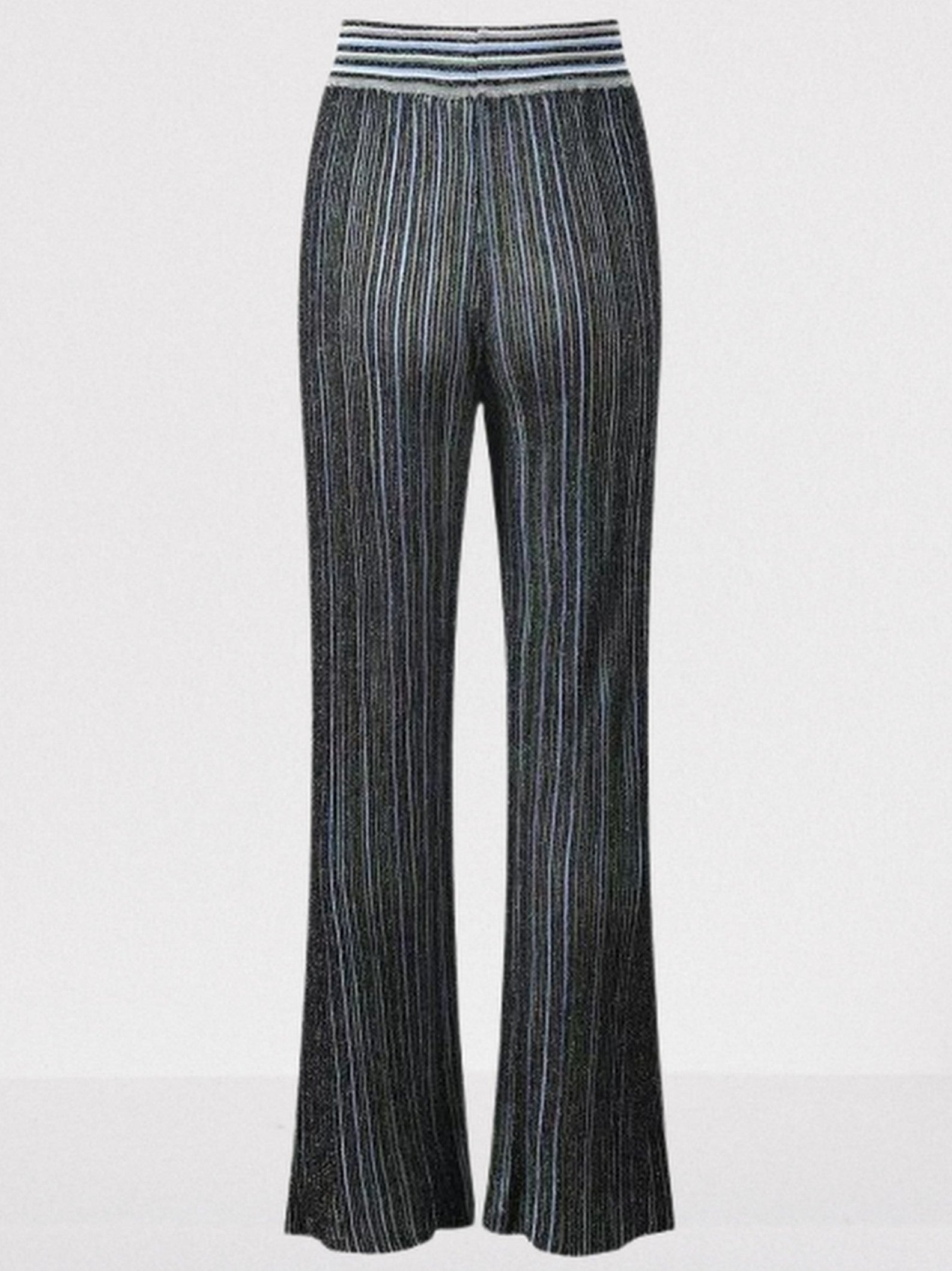 Metallic Ribbed Knit Top and Pants Set with Scarf - Suits & Sets