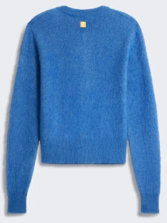 Mohair-Blend Cardigan with Decorative Buttons in Blue - Sweaters & Knitwear