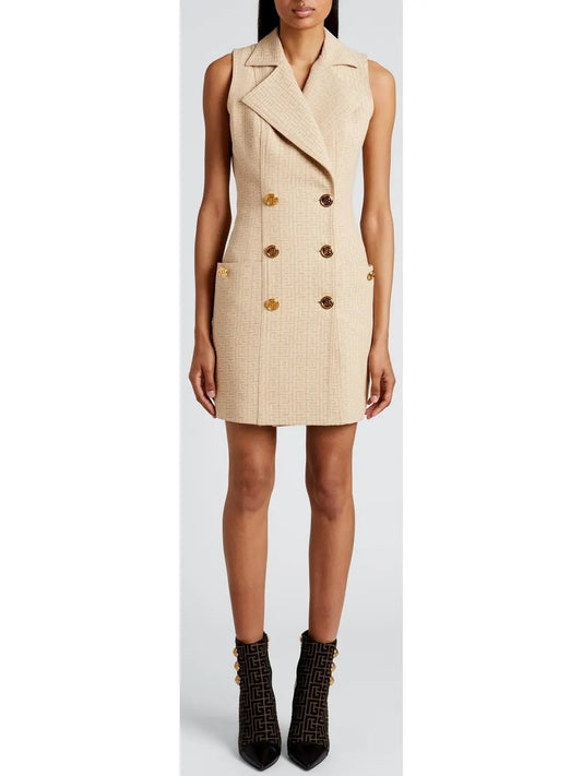 Monogram Jacquard Mini Blazer-Dress - small - Dresses