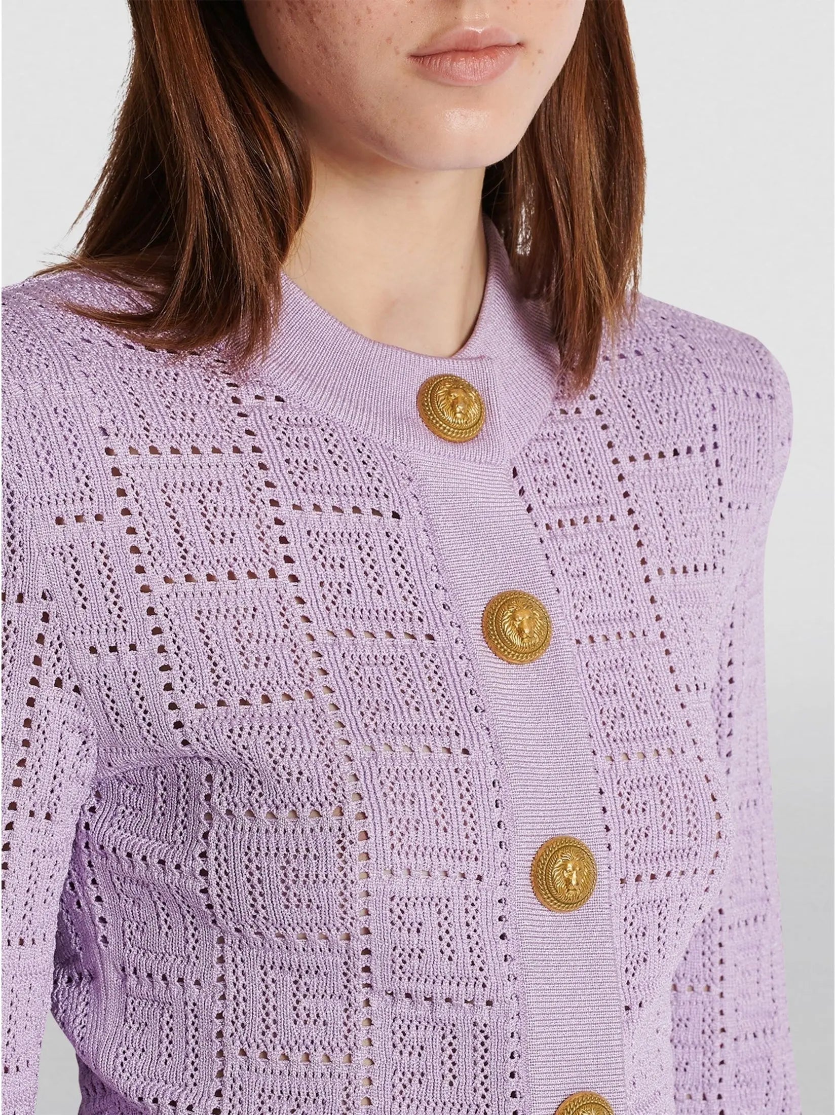 Monogram Knit Cardigan in Lilac - Sweaters & Knitwear