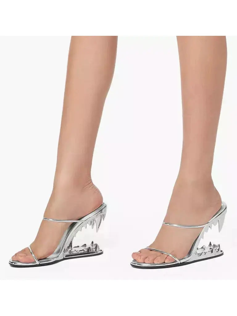 Morso Mirror-Finish Sandals in Silver - Footwear