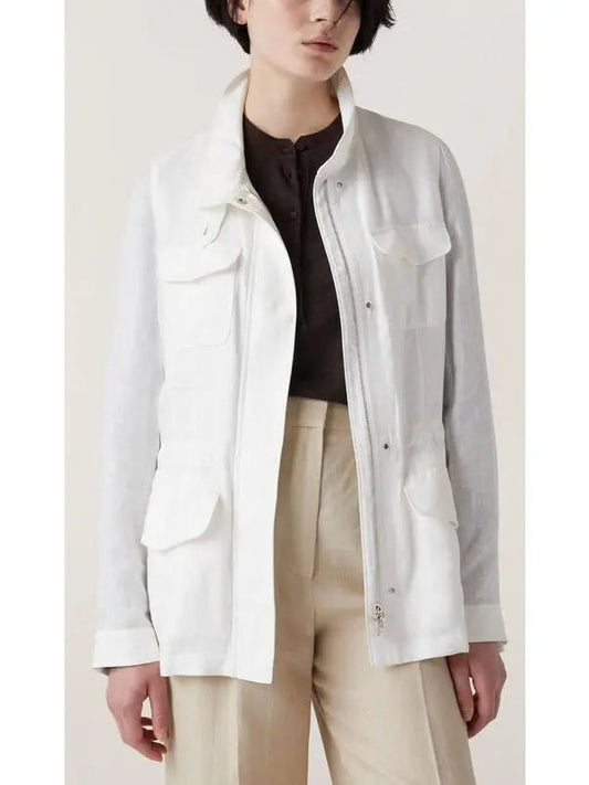 Multi-Pocket Linen Jacket White - Jackets