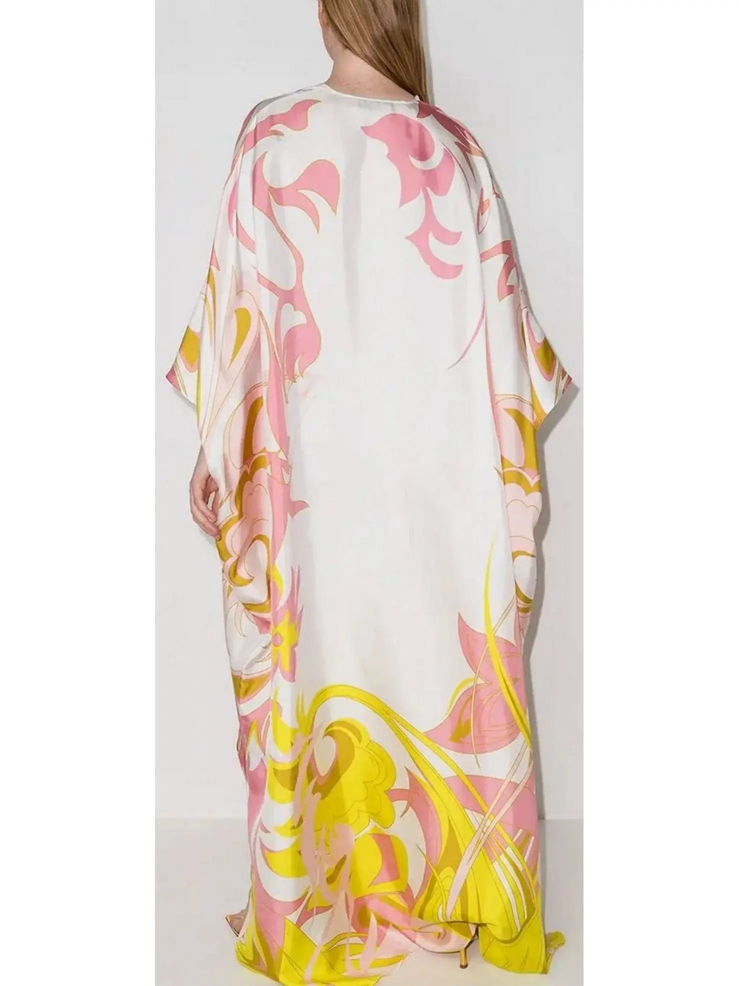 Multi Silk Feathered Kaftan - Dresses