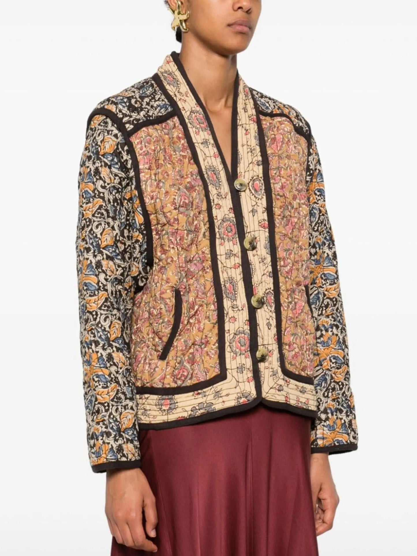 Multicolor Floral-Printed Jacket with Detachable Vest - Jackets