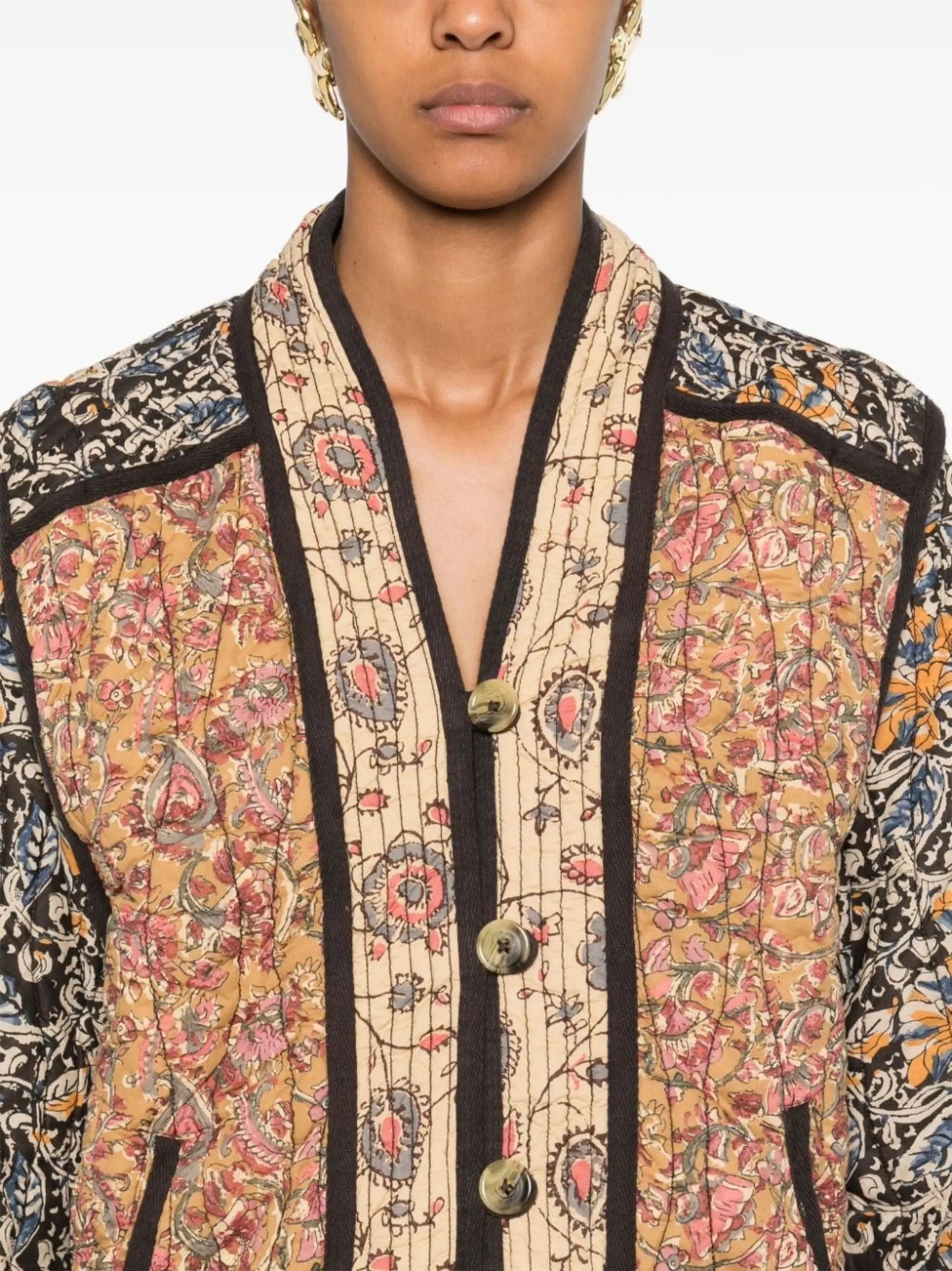 Multicolor Floral-Printed Jacket with Detachable Vest - Jackets