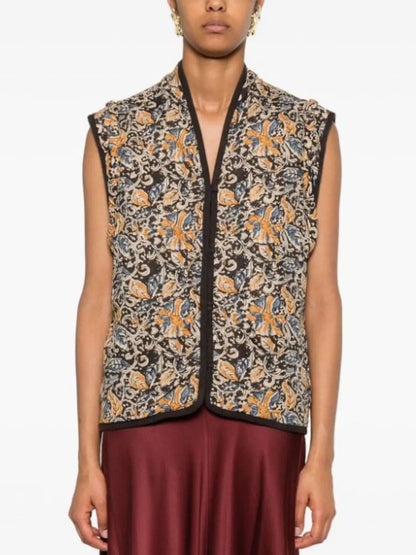 Multicolor Floral-Printed Jacket with Detachable Vest - Jackets