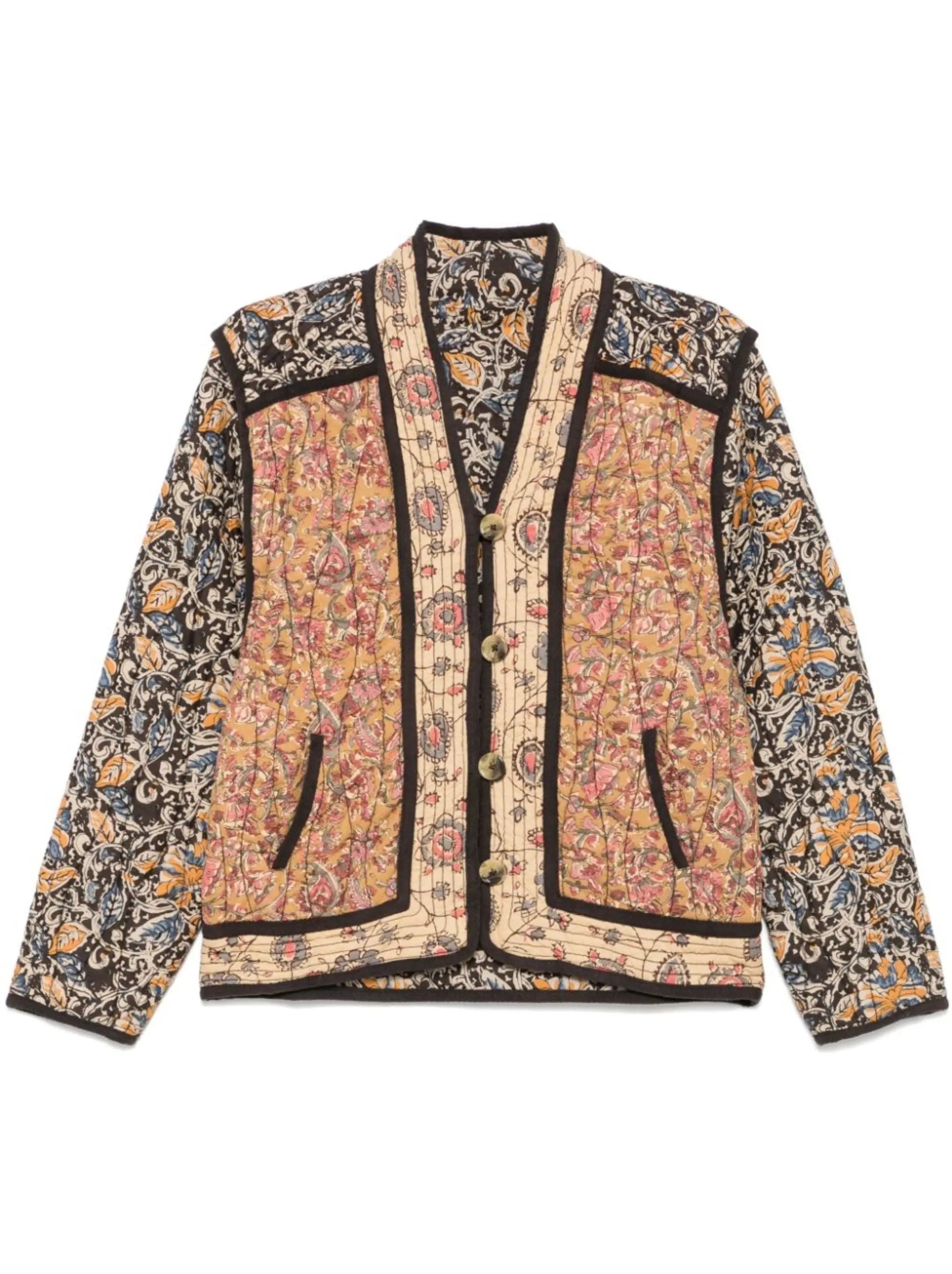 Multicolor Floral-Printed Jacket with Detachable Vest - Jackets