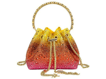 Multicolored Crystal Top-Handle Bucket Bag - Handbags