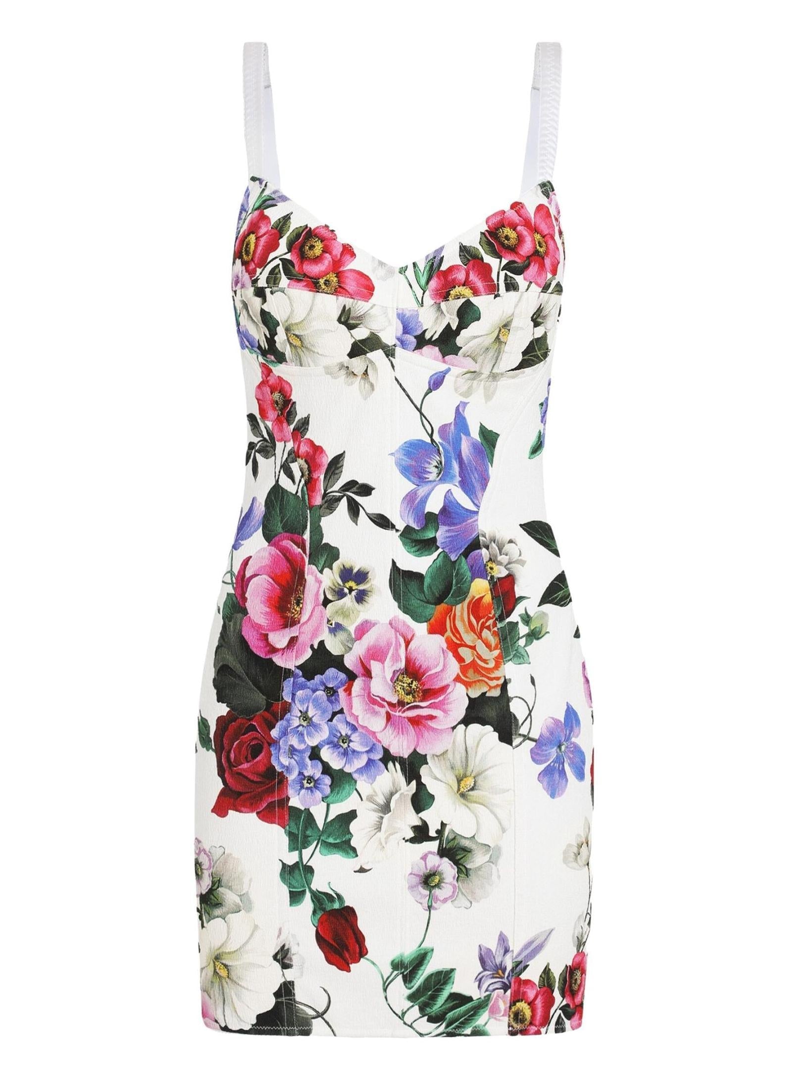 Multicolored Floral-Print White Mini Dress - Dresses