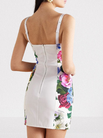 Multicolored Floral-Print White Mini Dress - Dresses