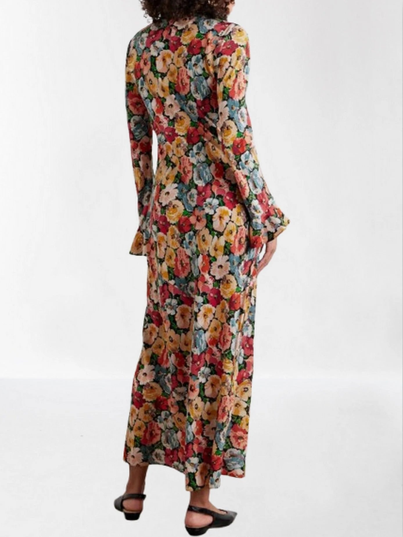 Multicolored Poppy-Print Silk Maxi Dress - Dresses