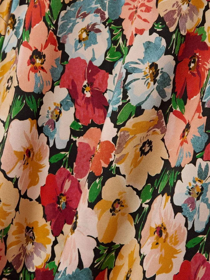 Multicolored Poppy-Print Silk Maxi Dress - Dresses