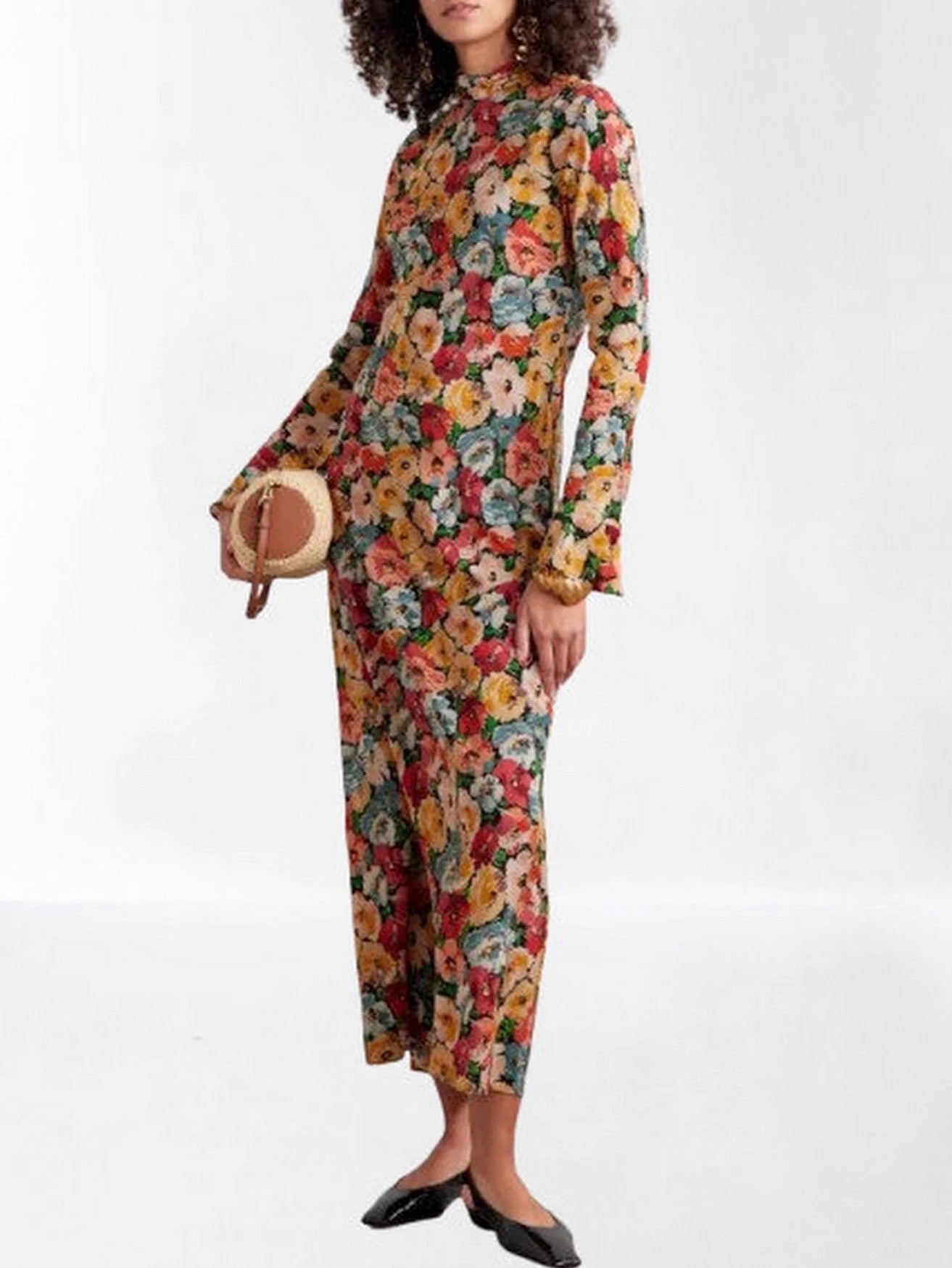 Multicolored Poppy-Print Silk Maxi Dress - Dresses
