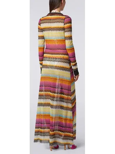 Multicolored Tulle Zigzag Cover up Cardigan Dress - Dresses