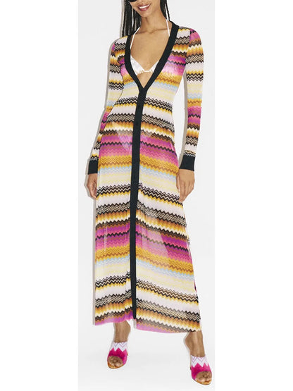 Multicolored Tulle Zigzag Cover up Cardigan Dress - Dresses