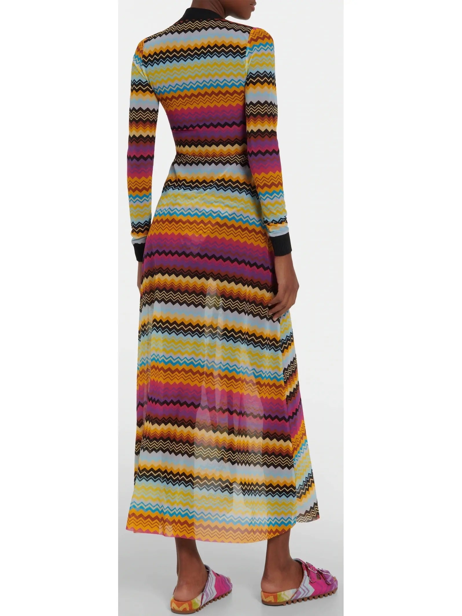 Multicolored Tulle Zigzag Cover up Cardigan Dress - Dresses