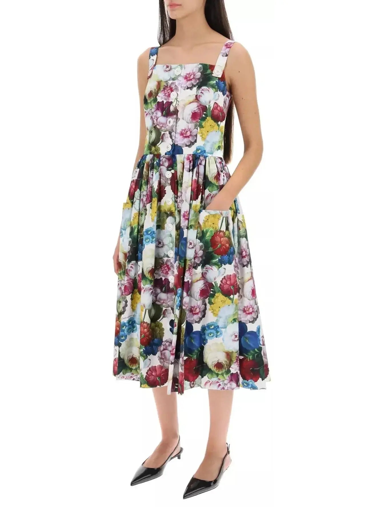 Nocturnal Floral Print Sundress - Dresses