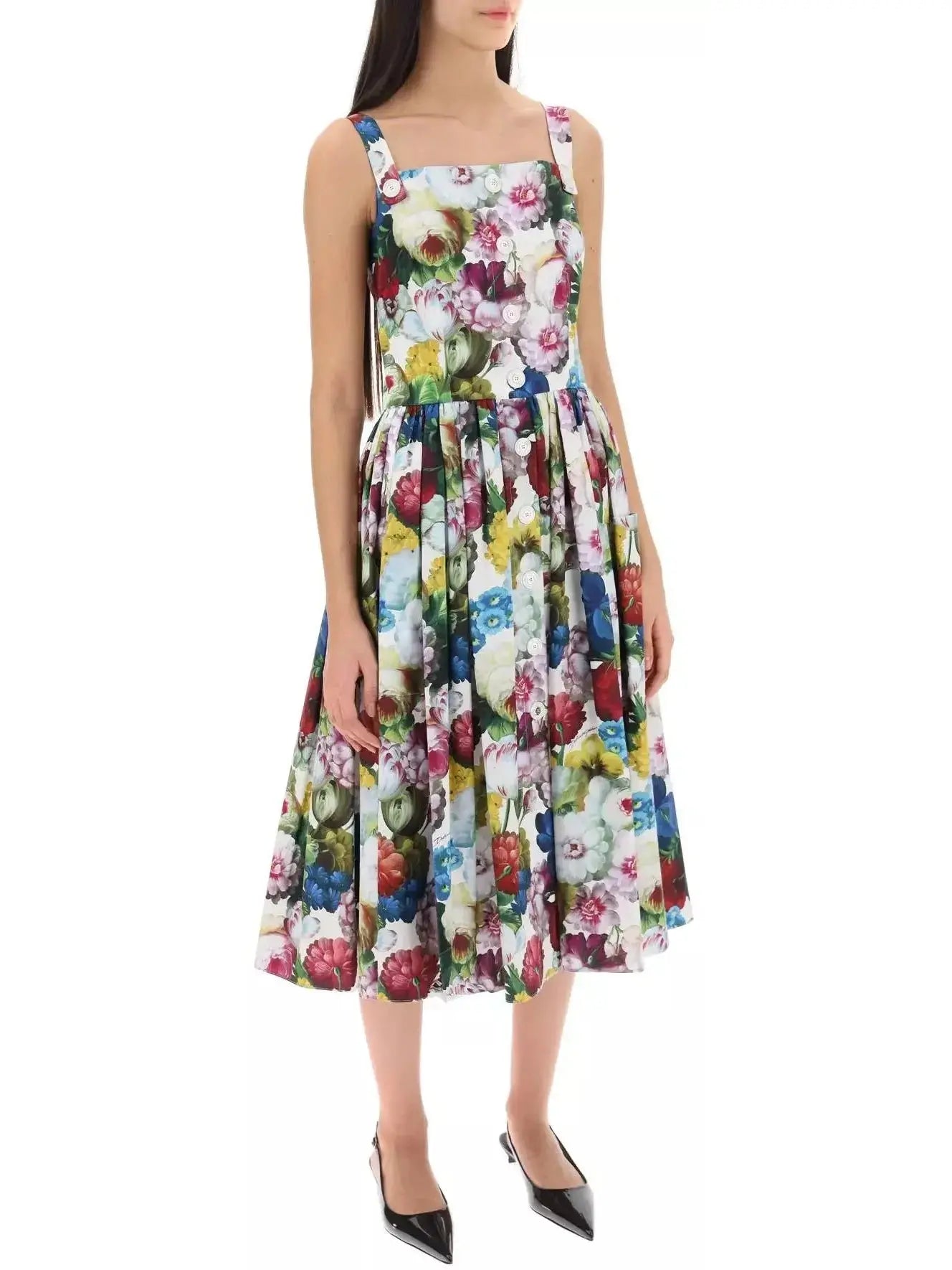 Nocturnal Floral Print Sundress - Dresses