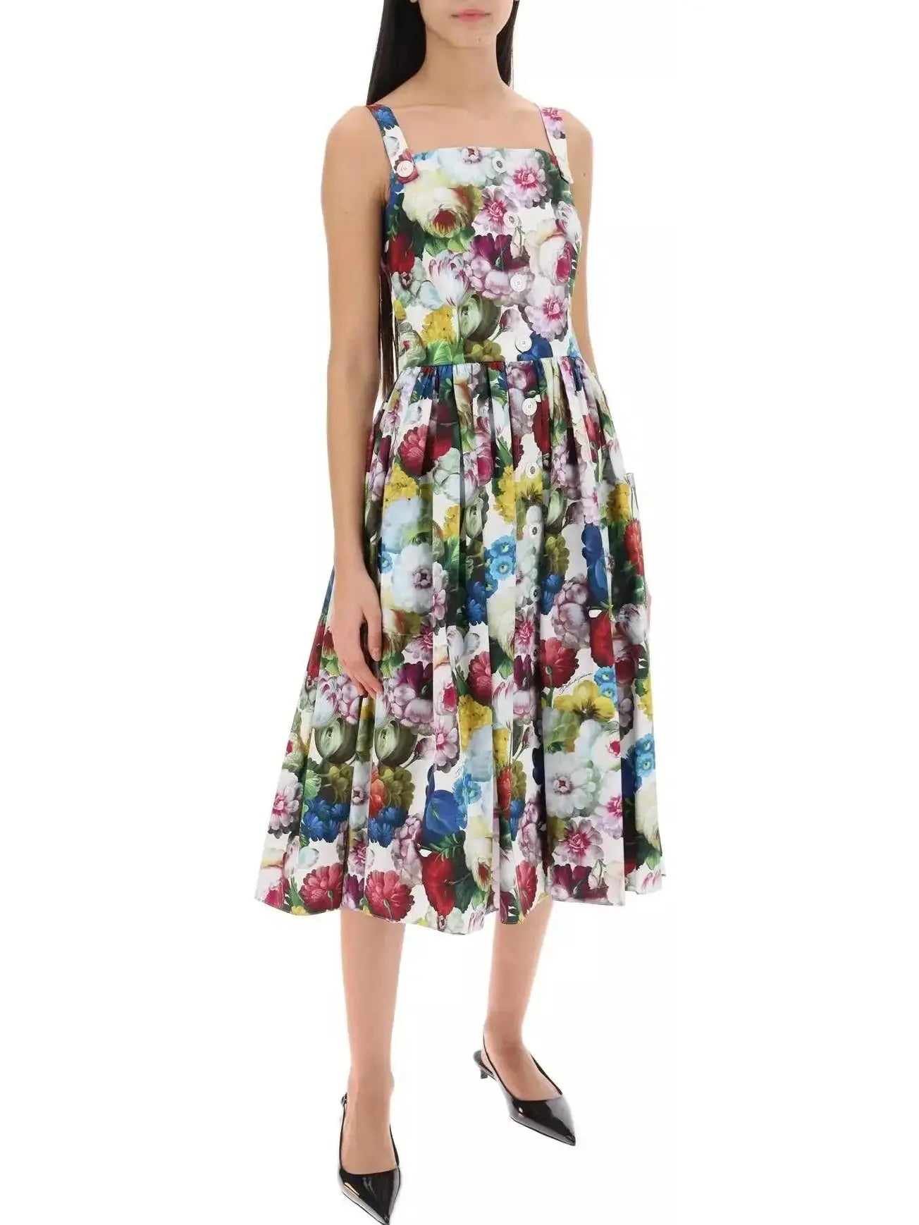 Nocturnal Floral Print Sundress - small - Dresses