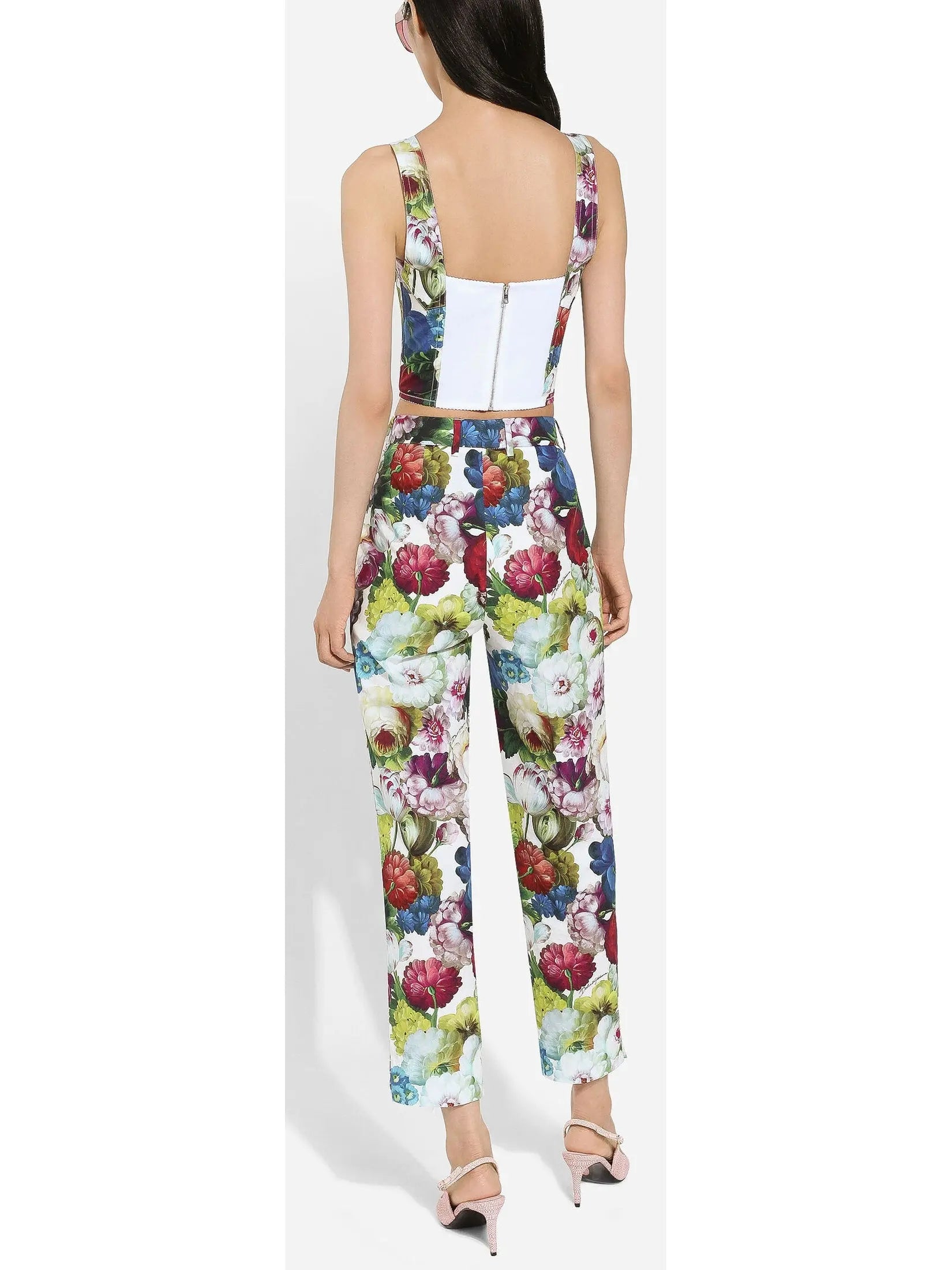 Nocturnal Flower Print Corset Top and Pant Set - Suits & Sets