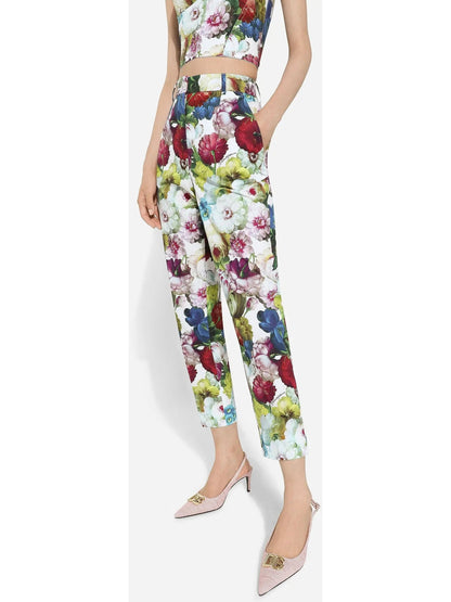 Nocturnal Flower Print Cotton Pants - Jeans & Pants