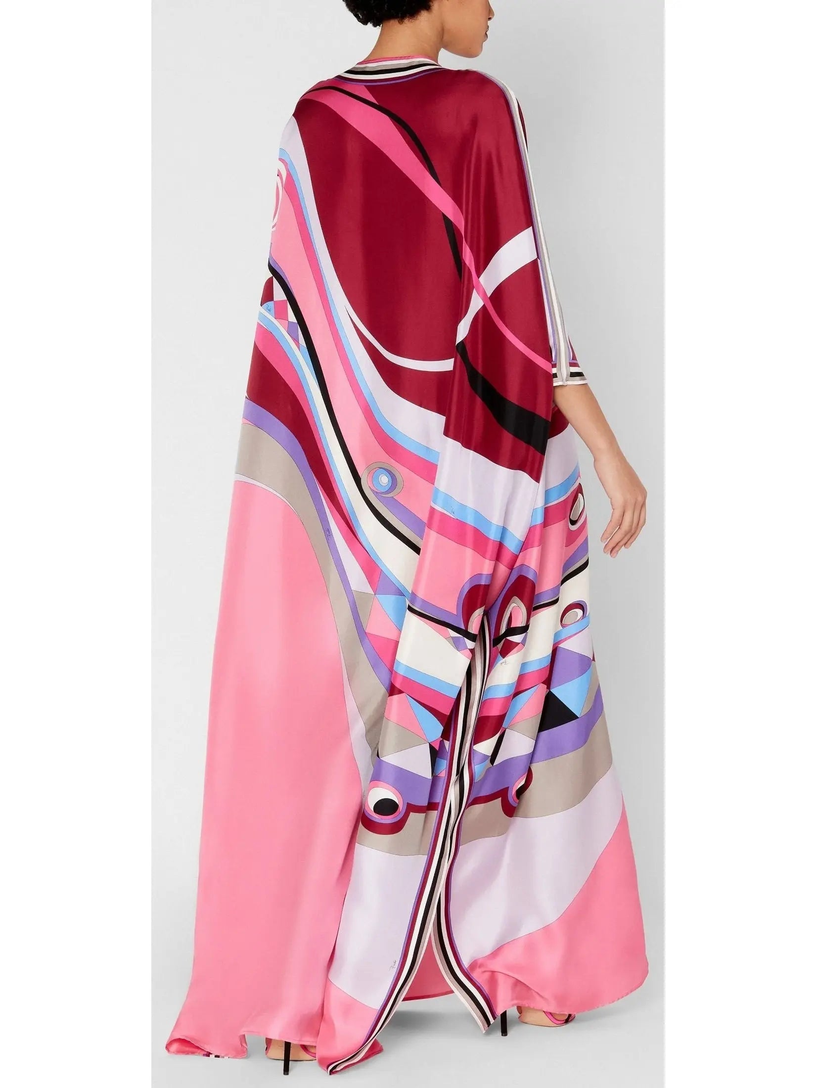 Occhi Print Silk Kaftan Pink - Dresses