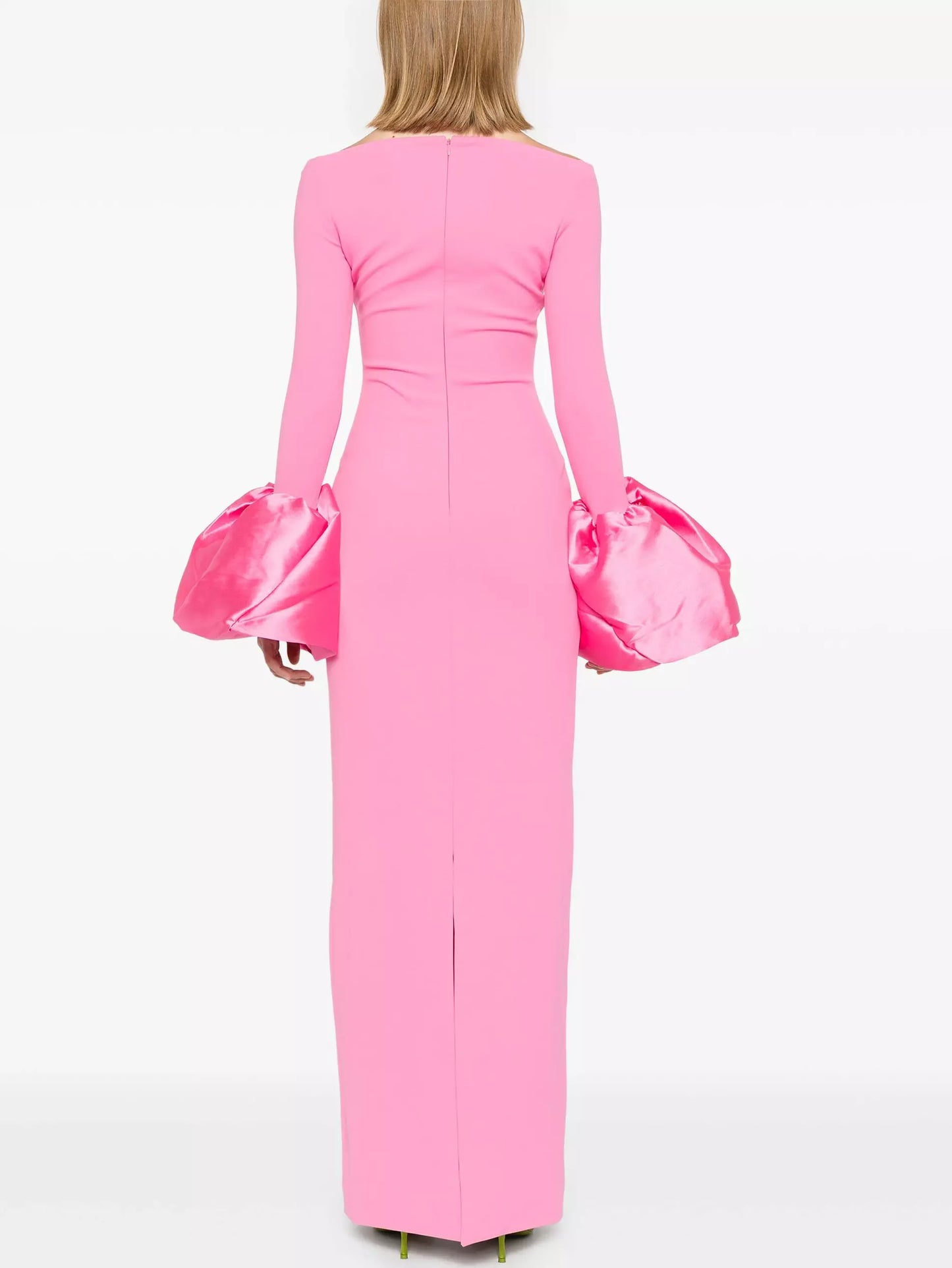 Off-Shoulder Gown with Oversized-Cuffs in Pink - Dresses