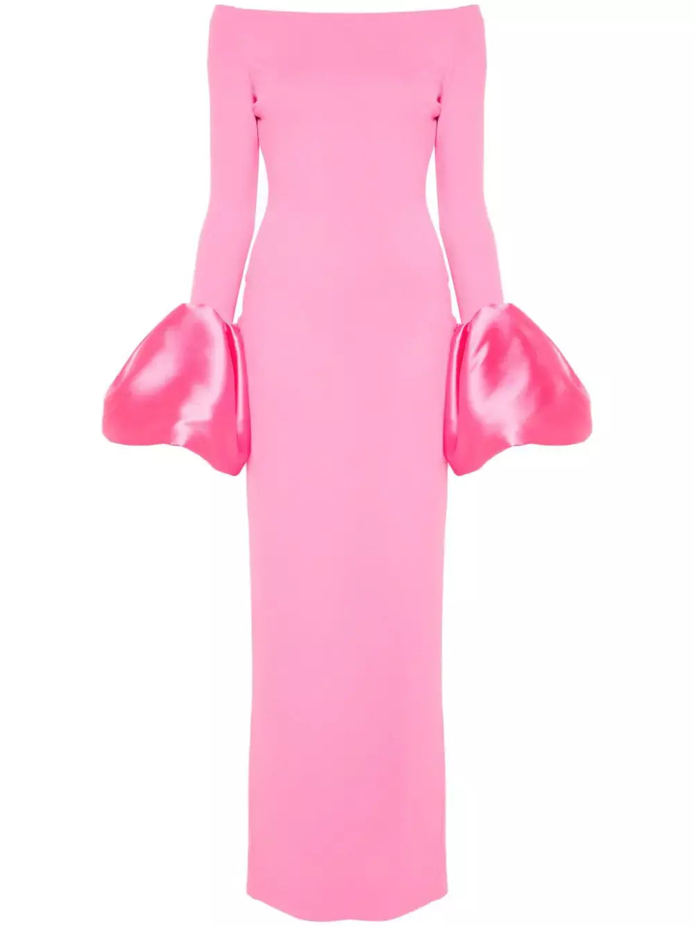 Off-Shoulder Gown with Oversized-Cuffs in Pink - Dresses