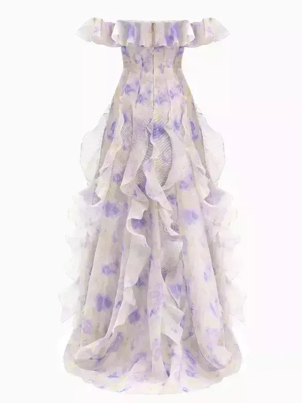 Off-Shoulder Ruffled Corseted Tiered Maxi Dress - Dresses