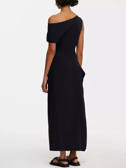 One-Shoulder Bicolor-Contrast Dress - Dresses