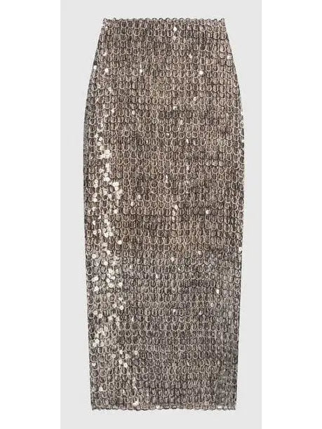 Open-Knit Sequined Midi Skirt - Skirts