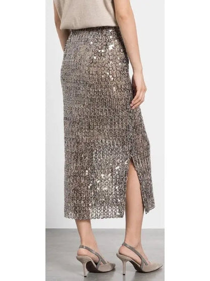 Open-Knit Sequined Midi Skirt - Skirts