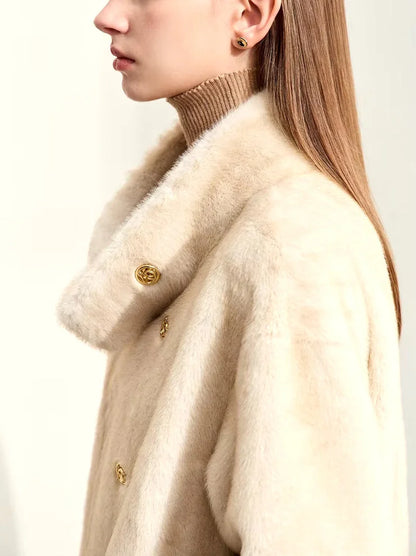 Oversize Faux-Fur High-Neck Long Peacoat - Coats