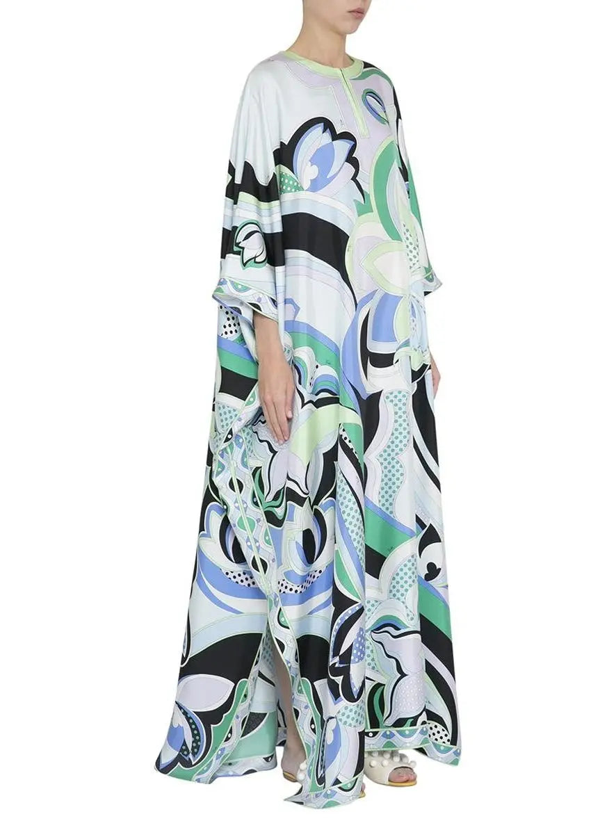 Oversized Printed Kaftan Dress - Dresses