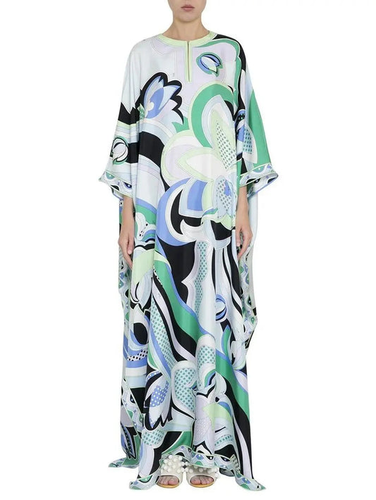 Oversized Printed Kaftan Dress - S - Dresses