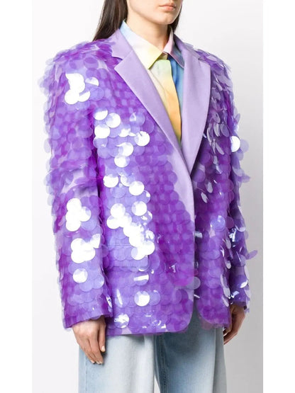 Oversized Sequin Blazer Purple - Jackets