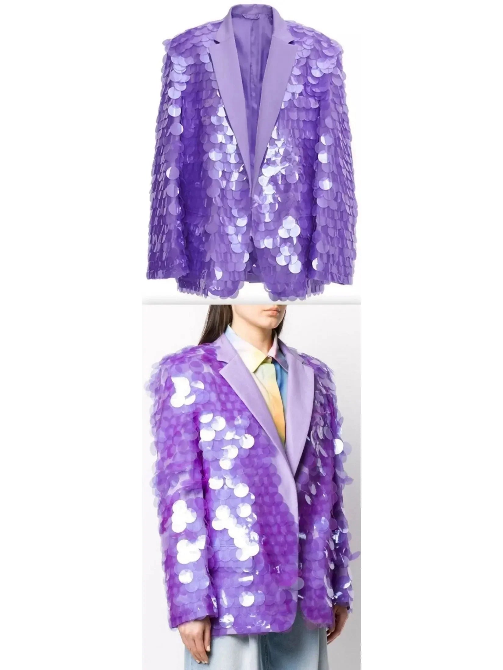 Oversized Sequin Blazer Purple - small - Jackets