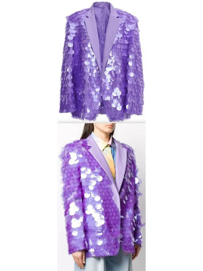 Oversized Sequin Blazer Purple - small - Jackets