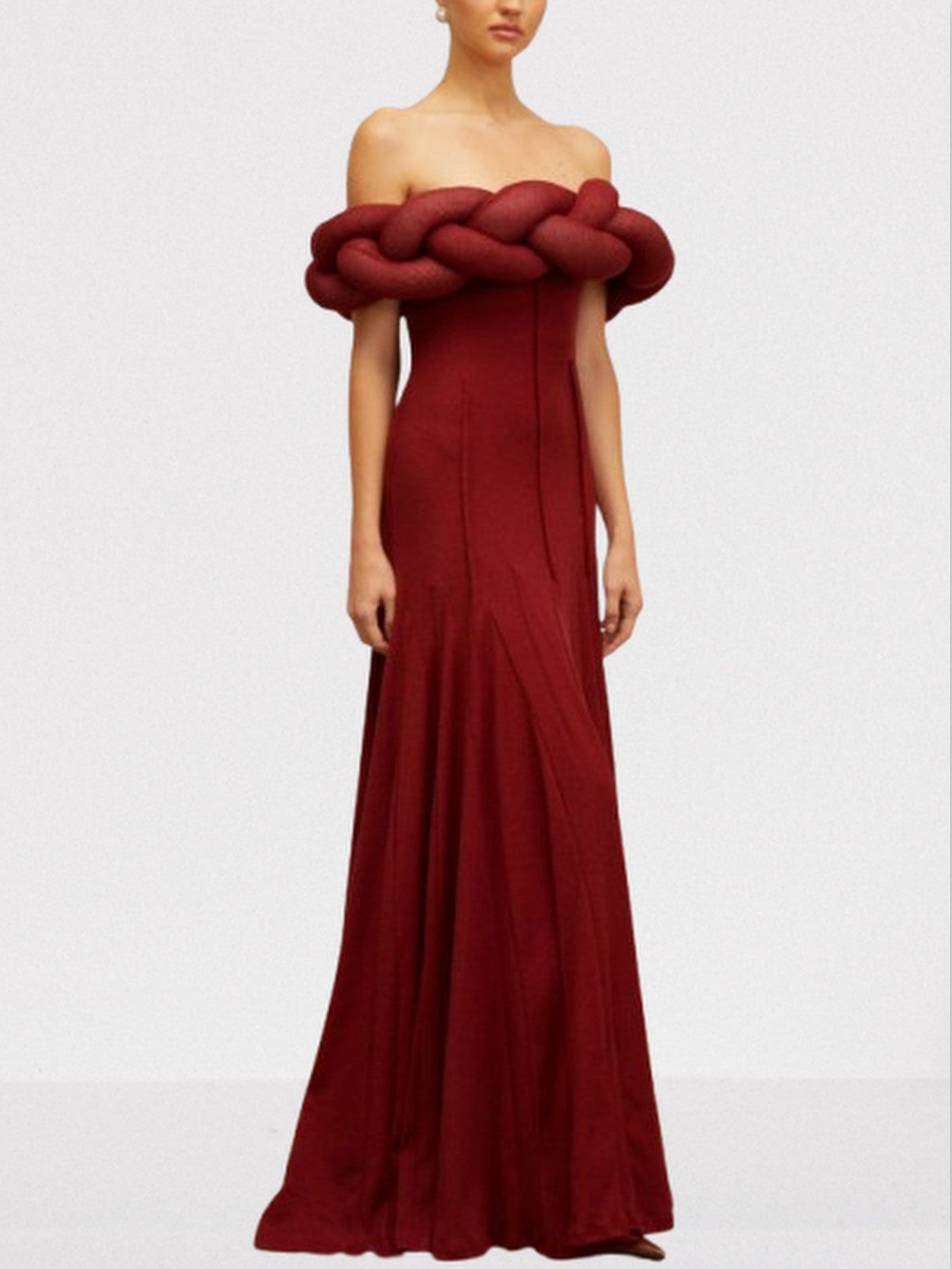 Padded Braided Off-Shoulder Maxi Dress - Dresses