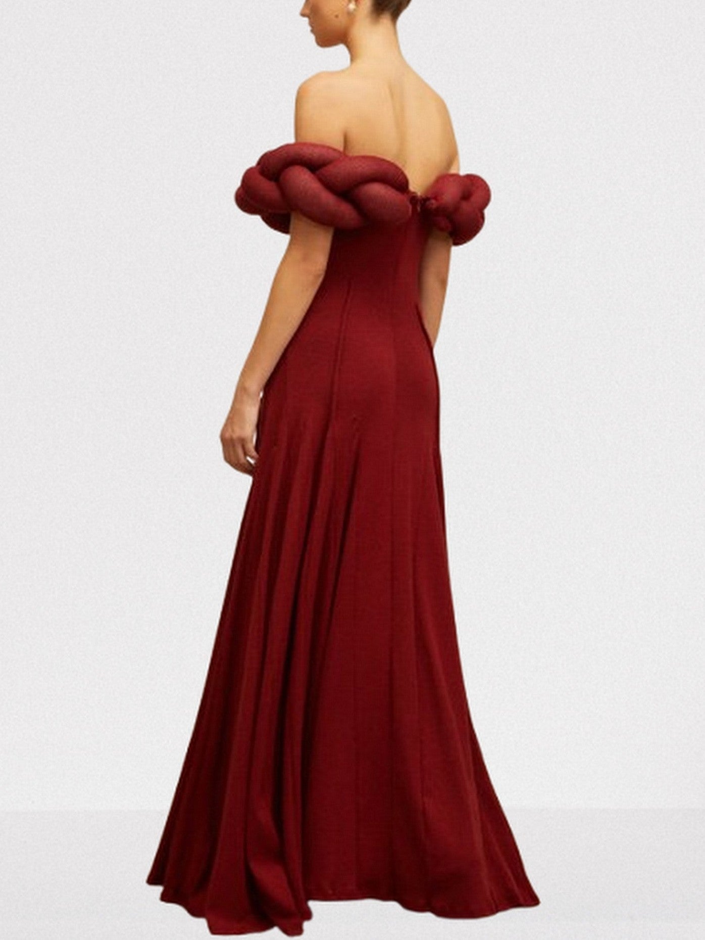 Padded Braided Off-Shoulder Maxi Dress - Dresses