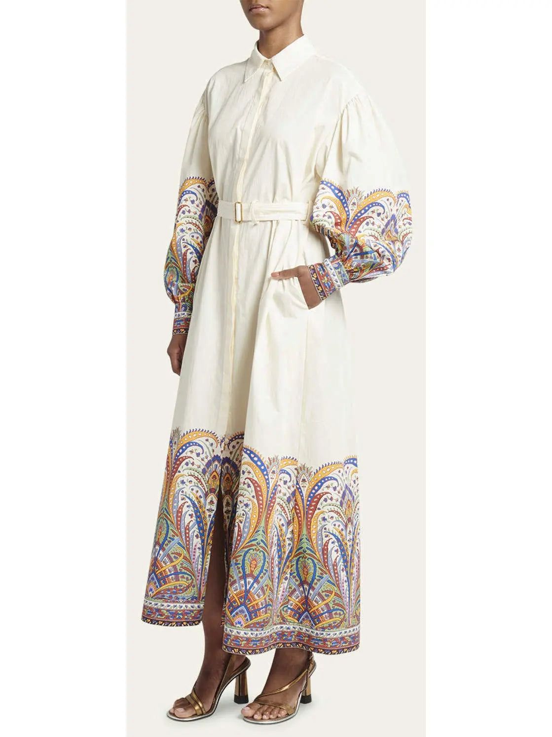 Paisley-Print Belted Maxi Dress - Dresses