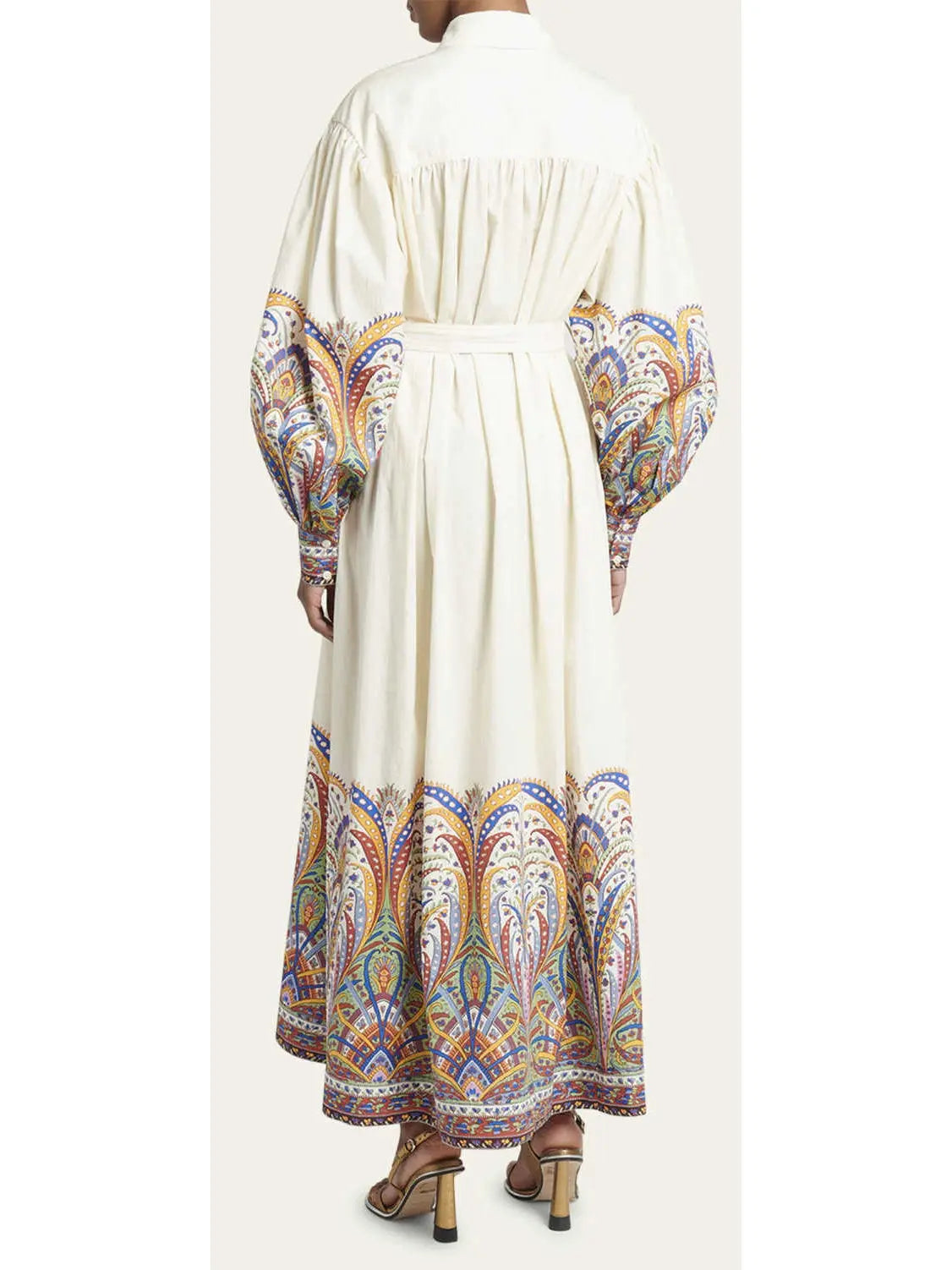 Paisley-Print Belted Maxi Dress - Dresses