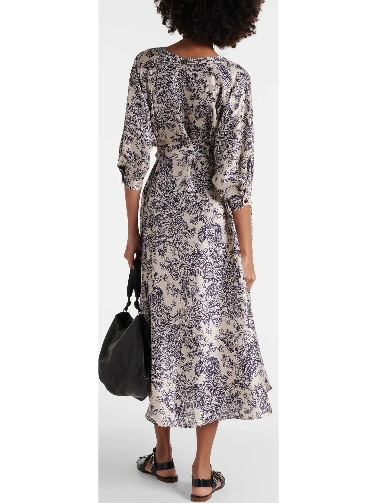 Paisley Printed Silk Midi Dress - Dresses